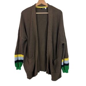 BDG Urban Outfitters Brown Oversized Striped Cuff Open Cardigan Sweater Medium